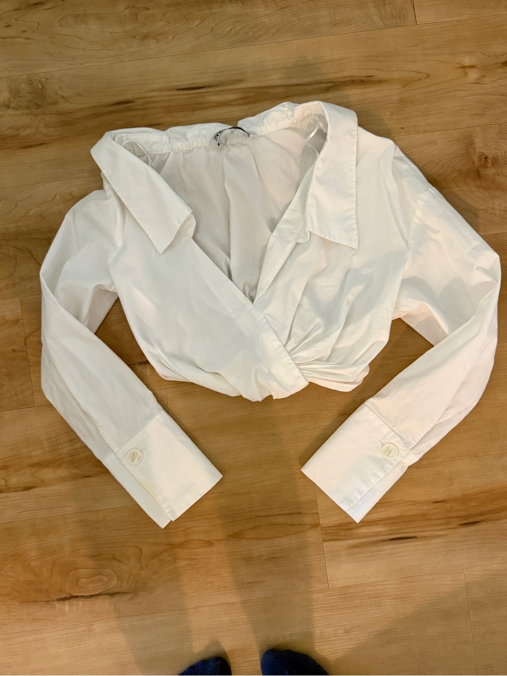 ZARA cropped wrap collared top